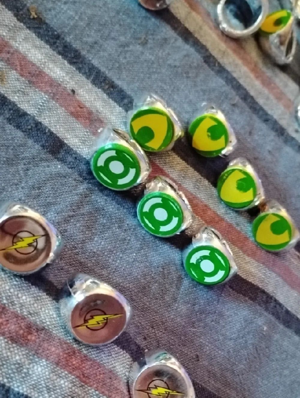 Superhero Logo Ring Set - Green Lantern & Flash Inspired